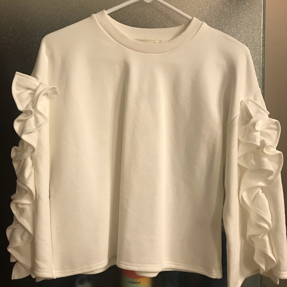 JOA Ruffle Sleeve Sweatshirt